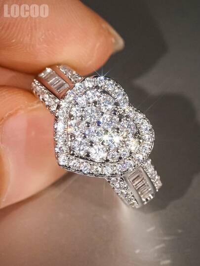 1pc Elegant Cubic Zirconia Stone Ring, Suitable For Women, Suitable For Wedding, Engagement, Anniversary Party Wear, Valentine's Day Gift