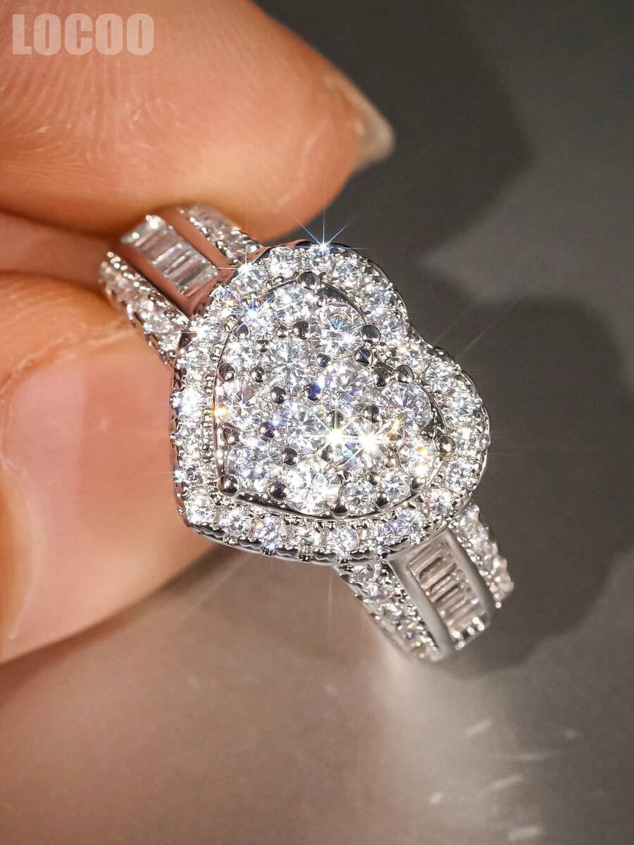 1枚优雅立方氧化锆石戒指,适合女性佩戴,适合婚礼、订婚、周年纪念派对佩戴,情人节礼物 - 1# - 查看 1