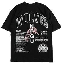 DARC Wolf Head Fitness American Style T-Shirt, Pure Cotton, Round Neck, Printed Short Sleeve - DSDT048 - 查看 6