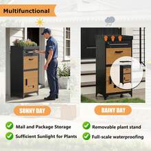 AYYDS Outdoor Mailbox With Parcel Compartment – XXL Parcel Box 107.7cm With Flower Tray, Weatherproof Stainless Steel Mailbox For Letters & Parcels, With Lock & Anti-Slip Mat - A - View 6