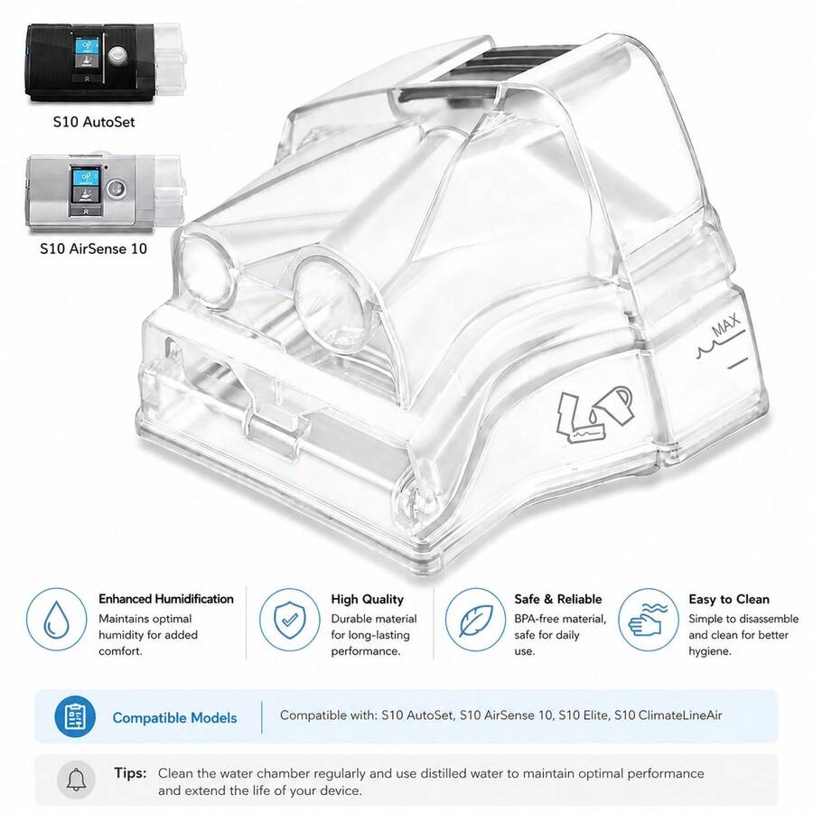 1 PC Replacement Water Chamber For AirSense 10 & AirCurve 10, Perfect Fit And Reliable Water Tank, With 10 Packs Filters Compatible With AirSense 10 & AirCurve 10 CPAP Machines - 彩色 - 查看 1