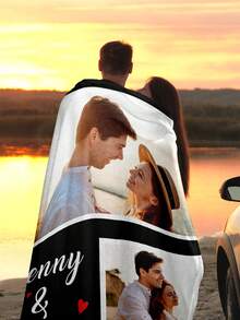 1pc Customized Photo Fleece Blanket, Funny | Custom Blankets | Fathers Day Gift |  | Father's Day Gift | Throw Blanket | Customizable Things | Mom Gifts | Dorm Decor, Personalized Fleece Blanket With Family, Pet, Couple Photos, Great Gift For Mother's Day, Father's Day, Valentine's Day, Carnival, Easter, Thanksgiving, April Fool's Day, Back To School, Office Nap, Private Custom Blanket, Holiday Blanket, Breathable, Lightweight ,For Family | - 樣式-2 - 查看 9