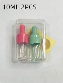 2 piezas Juego de cajas de almacenamiento portátiles con botellas de gotero de vidrio vacías de 10 ml, tapas de colores, botellas transparentes rellenables para aceites esenciales, herramienta de aromaterapia para viajes - transparente - Ver 7