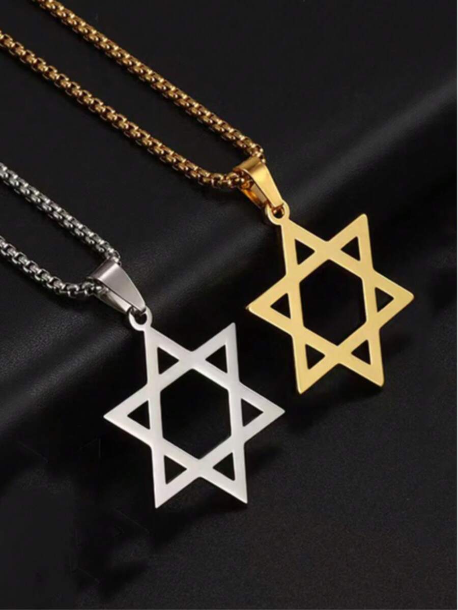1 chiếc mặt dây chuyền hình lục giác tối giản bằng thép không gỉ mạ vàng 18K, đánh bóng, phù hợp cho cả nam và nữ, đeo hàng ngày, sang trọng đơn giản. - Nhiều màu - Xem 1