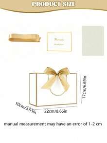 4pcs/Set Gift Bags Set, Champagne Silver Gray Gift Bag Set, Luxury Gift Bags With Handles, Bow Decor Paper Gift Bags With Tissue Paper Card And Ribbon For Wedding Birthday Valentine Bridesmaid Christmas Party Gift Packaging - Golden Mist White - View 8