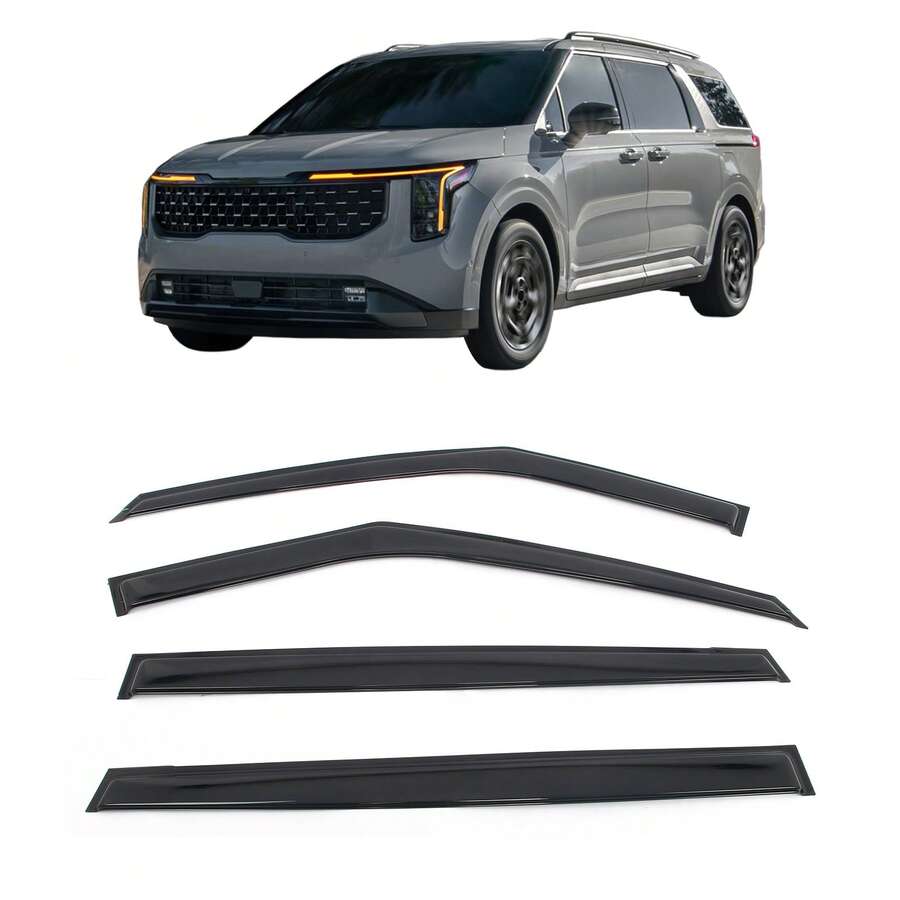 4PCS Tape On Window Visors Compatible With Kia Carnival 2022-2026 Acrylic Smoke/Tinted Rain Guards Protective Trim Car Accessories - A - View 1