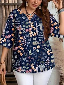 Camisa de mujer de estilo minimalista casual con microrayas azules, adecuada para primavera/verano, con vibra de resort - Multicolor 6 - Ver 4