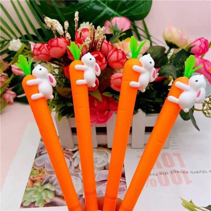 Bộ 1/3/6 bút bi hình thỏ cà rốt dễ thương, dụng cụ văn phòng phẩm sáng tạo, thích hợp cho sổ tay, nhật ký, vở ghi chép.
