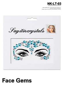 6 colores de gemas faciales autoadhesivas, cristales de acrílico para joyas faciales, coloridos cristales de frente para ojos para maquillaje de mascarada, rave y festival - Multicolor - Ver 10