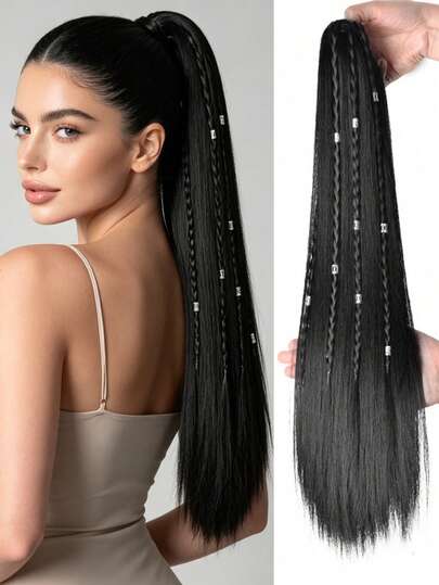 20inch Synthetic Long Straight Hair Ponytail Extension Wig