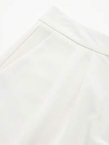 Pantalones cortos casuales de verano de unicolor con volantes de encaje para mujer, color negro - Beis - Ver 3