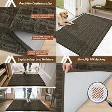 COSY HOMEER - Tapete antideslizante para puerta de 81 x 121 cm, lavable, absorbente, de pelo bajo, para puerta de perro y zapatos mojados, color café - Marrn - Ver 1