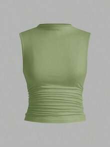 3 piezas Tops sin mangas plisados, tops sin mangas casuales de cuello plano para mujer, gran valor en paquete de 3, para el verano - Multicolor - Ver 7