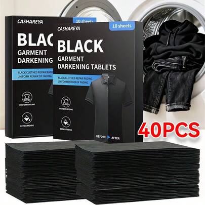 Black Color Clothing Dye 40Pcs/Set Clothing Painting Dyes Washing Machine Paint Accessories For T-Shirts Repair For Black Faded Out Clothes,Fabric Dye Sheets With All Washing Machines And Detergents, Laundry Supplies