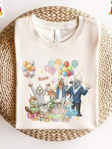 Nombre perS1onalizado Z1ootopia Fiesta de C1umpleaos T1S1Hirt, Z1ootopia Feliz C1umpleaos de la Familia T1S1Hirt, Z1ootoopia 2 C1umpleaos de lA1 Película Ouit Para - Blanco - Ver 2