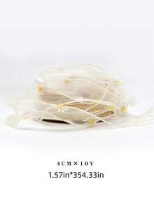 1卷/10码 1.57英寸透明欧根纱丝带，适用于礼品包装、发饰和插花 - 韩式雏菊装饰透明网纱丝带，适用于发饰、盒子装饰、婚礼及其他物品 - 彩色 - 查看 13
