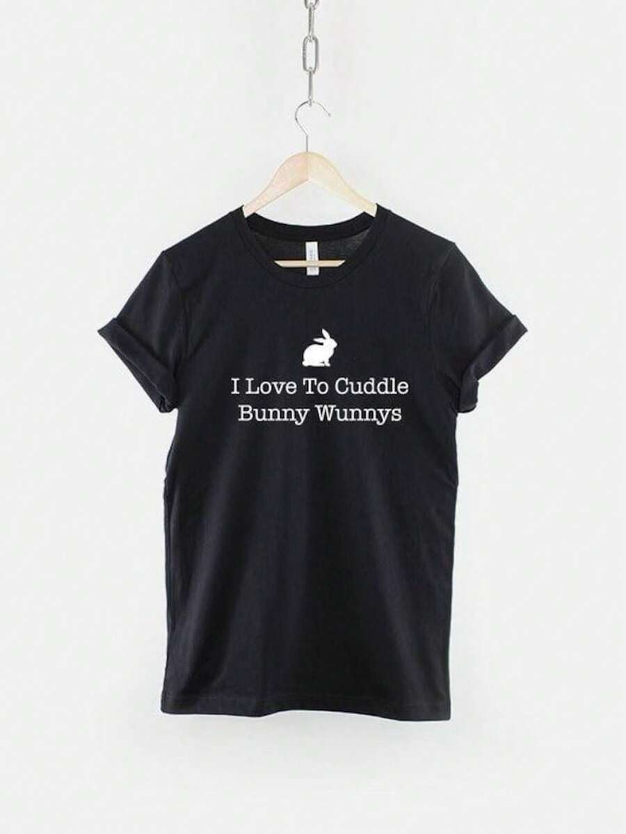S1ofotton Bunnhirt, Rabbit Lover Graphic T1EE, Easter Animal Top.