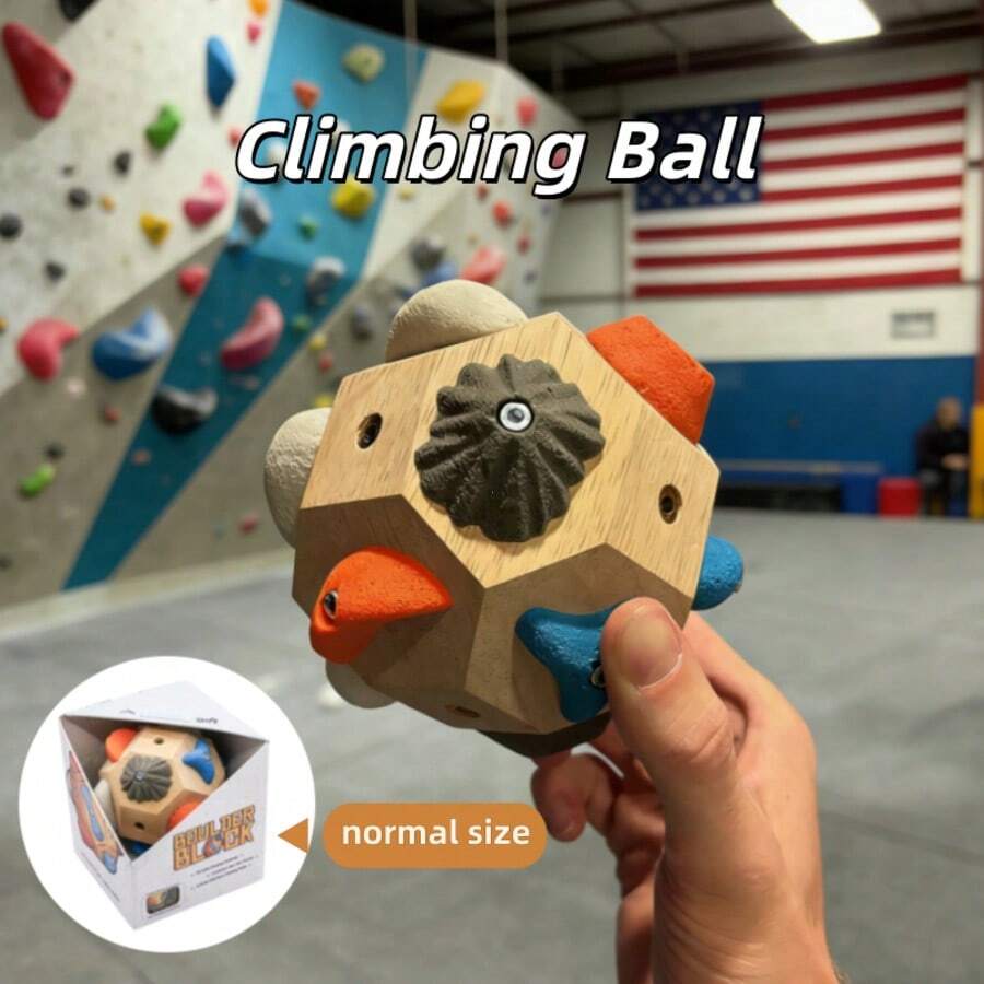 Wooden Climbing Training Ball – Adjustable Finger Strength Trainer, Non-Slip & Smooth Wood Finish, Portable Grip Exerciser For Bouldering, Sport Climbing, Mountaineering, Home Gym Travel, Durable Hand Trainer For All Climbers.