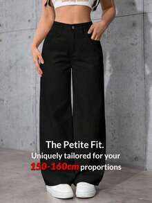 Jeans rectos y sueltos con bolsillos - Negro - Ver 8