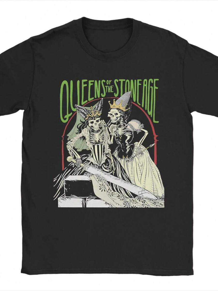 Camiseta de la banda de rock Queens Of The Stone Age para verano, unisex, de algodón puro, de manga corta. - Blanco - Ver 1