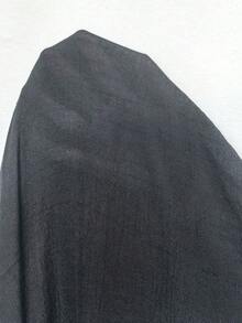 Conjunto de vacaciones de verano para mujer con top corto de manga corta con volantes y escote en V sin espalda, pantalón de pierna ancha y cubrecuerpo - Negro - Ver 8