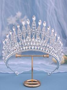 1 chiếc vương miện pha lê trắng cho cô dâu, phụ kiện đội đầu bằng hợp kim bạc cho đám cưới, tiệc tùng, trang trọng. - Nhiều màu - Xem 2