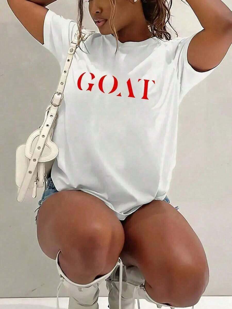 1 Piece Of Women's Short-Sleeved T-Shirt, Casual, Urban, Boyfriend Style, With Letter Print, Suitable For Spring And Summer. 210g 100% Cotton, The Designs Are Fully Printed. Unisex. Suitable As A Gift. Women's T-Shirt. Blouses > Elegant. Boho Chic. Soft, Breathable, And Comfortable Women's Top, Ideal For Spring, Summer, And Autumn, Perfect For Vacations, Travel, And Everyday Wear. - 白色的 - 查看 1