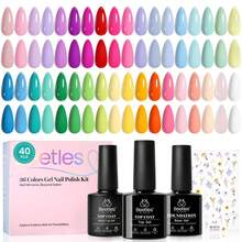 Beetles 40Pcs 36 Colors Pastel Gel Polish Set, Petal Symphony Collection Summer Pink Red Green Blue Gel With Base & Glossy Matte Top Coat, UV LED DIY Nail Art Design Kit - 36 Colors Petal Symphony - 查看 7