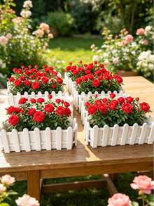Maceta rectangular de plástico blanco, apta para jardín interior/exterior, patio, alféizar de ventana, mesa - Macetas para vallas - Ver 12