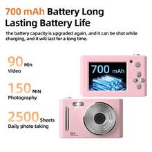 Fotocamera digitale CCD vintage con autofocus, qualità d'immagine 1080P HD, zoom ottico 16x, supporta la registrazione video fluida, dotata di batteria da 700mAh, facile da usare, leggera e portatile, con filtri multipli disponibili, ideale per gli appassionati di viaggi e come regalo per amici e familiari. - Visualizzare 8