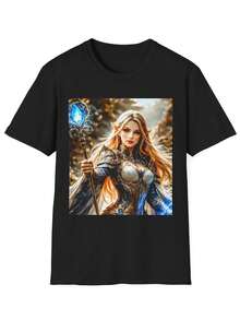 Ilustracin del Mago de Hielo FeM1enino T1S1Hirt F11111antaS1orceress Artwork - Negro - Ver 2