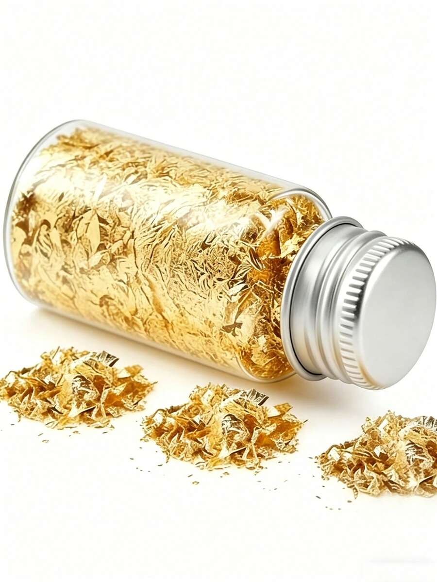 Gold/Silver/Rose Gold Leaf Bottles, Suitable For Decoration, Nail Art, Resin Jewelry Decoration, DIY Filler Material, Applicable For Party, Wedding And Decoration - Multicolor - View 1