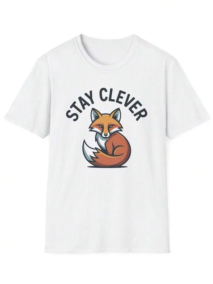 Stay Clever Fox T1S1Hirute Fox Illustration, Playful ogan.
