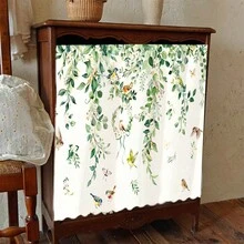 1件垂坠植物和鸟类印花涤纶绒面桌裙，非常适合装饰厨房橱柜、洗衣柜、储物柜，也可作为窗帘使用。 - 彩色 - 查看 10