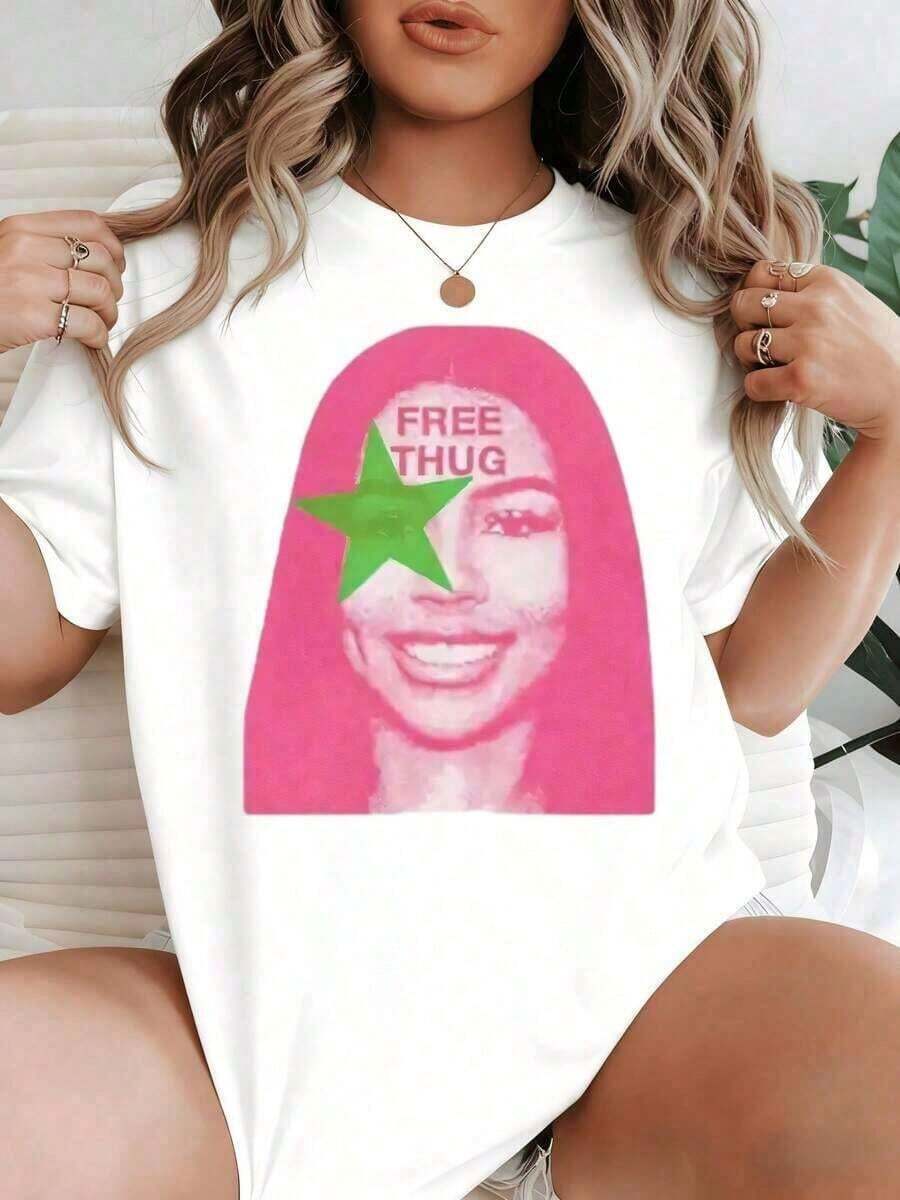 Camiseta de Verano para Mujer, Estilo Vacacional, Color VívidoRosaResumenArcoConSoñadorNubeImágenesSimbolizandoEsperanzaYImaginaciónImpresoCon audaciaEncendidoElFrenteMujeresInformal1 pieza100%AlgodónDe gran tamañoGráficoCamiseta-VintageCalleEstiloUnisexoSueltoAlgodónCortoMangaTripulaciónCuelloCamisetaVeranoGráficoLa camiseta de talla grande se puede usar para salidas y como ropa de calle. - Blanco - Ver 1