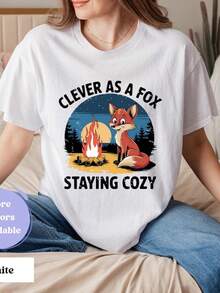 Cozy Fox Graphic T1S1Hirt, C1Amping Woodland T1EE - Blanco - Ver 2