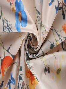Plus Size Women Floral Print Wide Leg Bohemian Style Elastic Waist Pants Vacation - Apricot - View 6