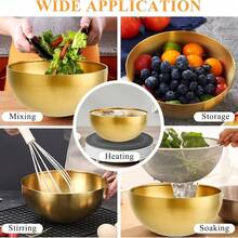 8.66 Inch Stainless Steel Measuring Bowl, Multi-Functional Gold Mixing Bowl, Suitable For Kitchen Prep, Salad, Noodles, Serving, Etc. - View 5