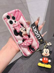 This Disney Mickey Mouse Lanyard Phone Case Is Fully Covered In TPU Material. It's Shockproof, Lightweight, And Compatible With IPhone17/16/11/13/15/15 Plus/15 Pro/15 Pro Max/12/14 Pro Max/11 Pro Max/12 Pro/12 Pro Max/13. This Phone Case Makes A Popular Birthday Gift Or Business Gift; It's Durable, Stain- And Fingerprint Resistant, And Suitable For Both Men And Women. The Set Also Includes A Mickey Mouse Phone Case And A Mickey Mouse Plush Bracelet. It's A Perfect Gift For Friends And Family. This Stylish Phone Case Is Fun, Lightweight, And Durable. IPhone17 Pro Max Phone Case, Minnie Mouse Phone Case. - 白色 - 查看 4