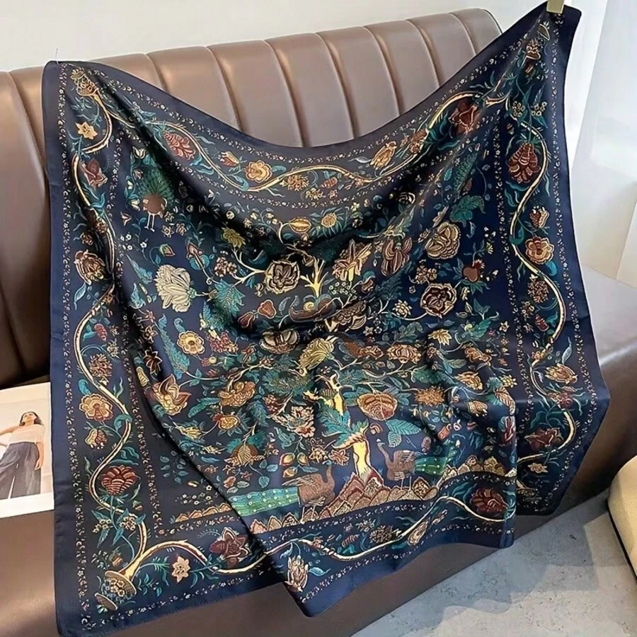 Khăn choàng polyester in họa tiết dành cho nữ, thích hợp cho các hoạt động hàng ngày. - Nhiều màu - Xem 1