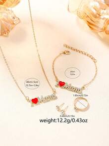 SOKI Bộ quà tặng Ngày của Mẹ dành cho nữ, đồng hồ thạch anh thời trang thường ngày kèm vòng tay, dây chuyền, bông tai và nhẫn tối giản khắc chữ "I Love Mom", thích hợp để đeo hàng ngày, làm quà sinh nhật, quà tựu trường, quà Lễ Tạ ơn và các dịp lãng mạn, món quà hoàn hảo (Không bao gồm hộp quà). - Đỏ - Xem 8