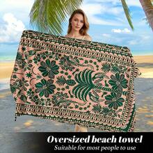 1pc Cartoon Floral Pattern Beach Towel, Soft Microfiber Fabric, Provides Sun Protection, Essential For Travel - Multicolor - View 7