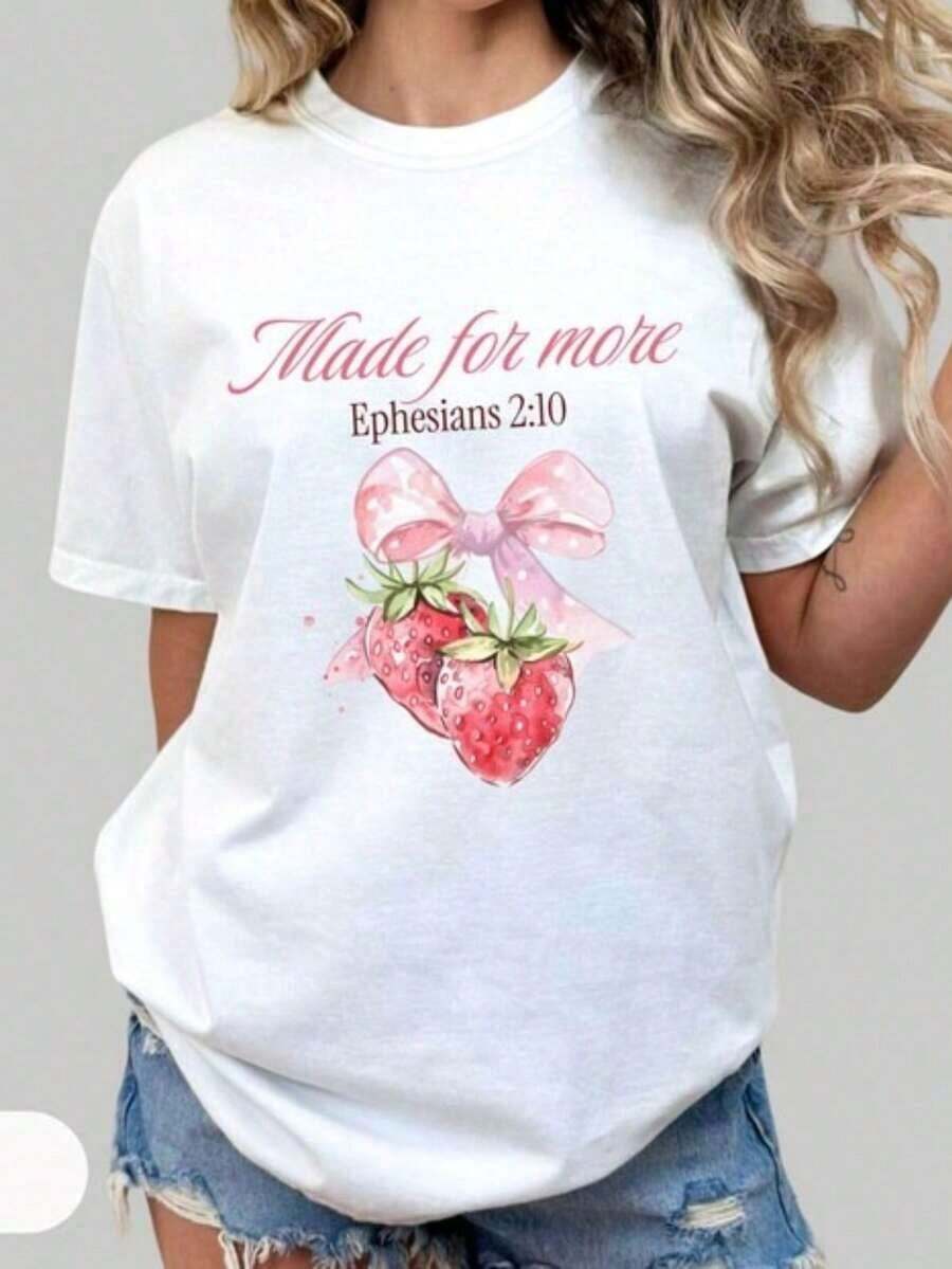 "Made For More" T-Shirt, Bible Verse T-Shirt, Christian T-Shirts, Christian Gift, Faith T-Shirt, Jesus T-Shirt, Christian T-Shirt, Breathable And Comfortable - 1-白色 - 查看 1