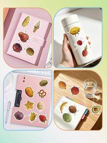 62件可愛卡通食物系列貼紙，趣味擬人化蔬果裝飾，Ins風日記本DIY用品，手帳貼紙，桌面裝飾，趣味貼紙，學生必備文具用品 - 食物家族 - 查看 9