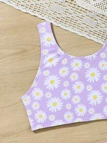 Tween Girls' Summer Beach Daisy Print Bikini Set - Multicolor - View 3