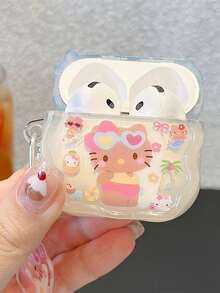 SANRIO Bao đựng tai nghe Hello Kitty bằng da đen kiểu Nhật Bản, viền lượn sóng, phong cách nghỉ hè, phù hợp với thế hệ 1/2/3 Pro - Bao bảo vệ trong suốt chống rơi vỡ. - Nhiều màu - Xem 7