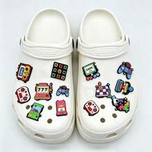 12pcs Retro Gaming Shoe Charms Set, Arcade & Controller Decor Shoe Clips, Removable PVC Hole Shoes Accessories For Kids & Adults - Multicolor - View 3