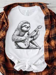 otro guitarrista T1EE Chilling on the Strings UniS1ex S1oftY1Le T1S1Hirt. - Blanco - Ver 2