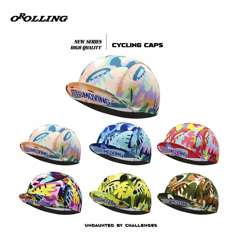 Macaron Graffiti Style Bicycle Sports Cap, Quick-Dry Breathable Sports Cap For Cycling, Running - Stripe - View 1