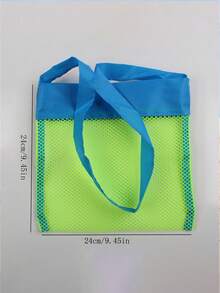1pc Mesh Beach Bag, Toy Storage Bag, Outdoor Travel Foldable Organizer Mesh Bag, Children's Toy Storage Bag, Travel Organizer Bag, Cosmetic Bag, Vacation Organizer Bag, Suitable For Storing Children's Toys, Skincare Products, Phones, Small Items, Perfect For Travel, Beach, Bohemian Style - Blue - View 10